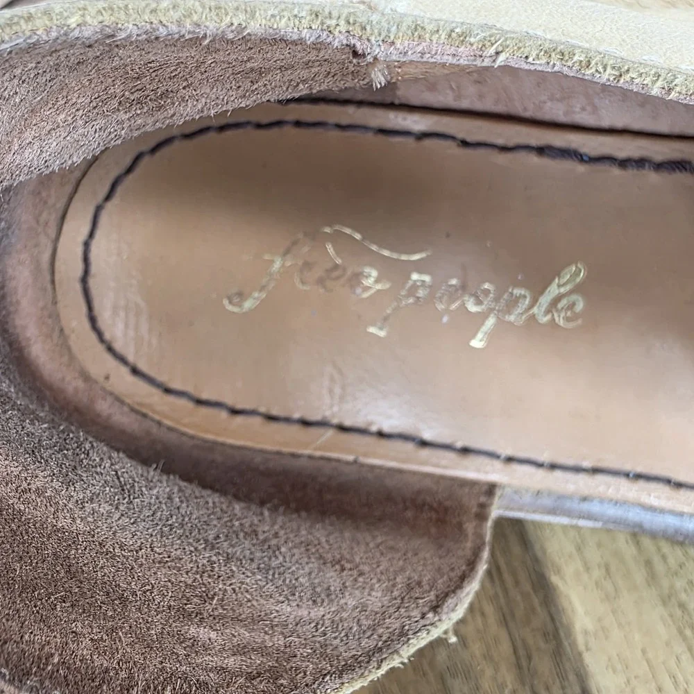 Free people Mont Blanc Sandals Flats Tan Brown Leather sz 40 9.5 Asymmetrical